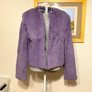 Yvonne & Marie english sheared rabbit fur jacket. Size 6. Color: lavender